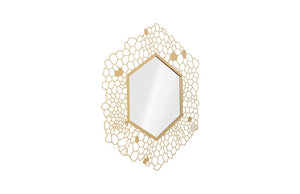 Phillips Collection Hexagon Honeycomb Brass Wall Mirror with Laser Cut Satin Metal Frame for Living Room TH107116
