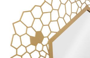 Phillips Collection Hexagon Honeycomb Brass Wall Mirror with Laser Cut Satin Metal Frame for Living Room TH107116