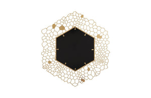 Phillips Collection Hexagon Honeycomb Brass Wall Mirror with Laser Cut Satin Metal Frame for Living Room TH107116