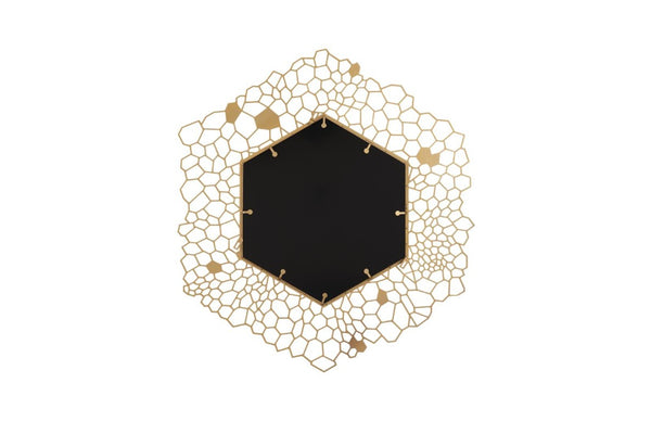 Phillips Collection Hexagon Honeycomb Brass Wall Mirror with Laser Cut Satin Metal Frame for Living Room TH107116