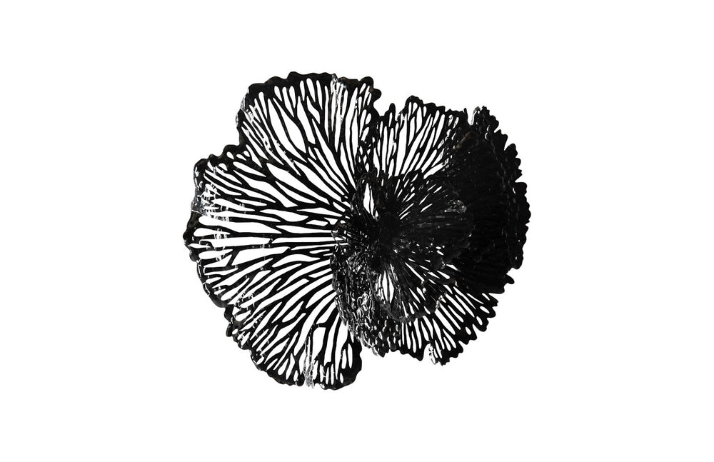 Phillips Collection Flower Wall Art - Medium Black Metal Sculpture with Intricate Filigree Design for Elegant Decor TH108319