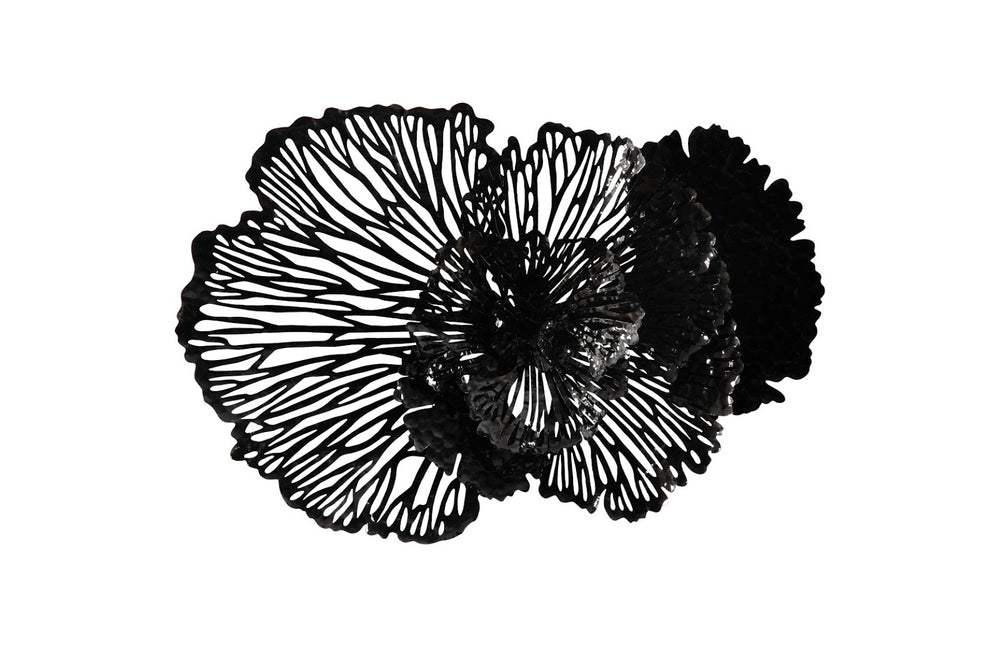 Phillips Collection Flower Wall Art - Medium Black Metal Sculpture with Intricate Filigree Design for Elegant Decor TH108319