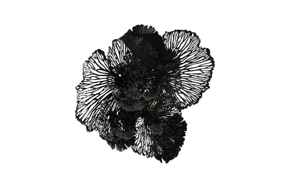 Phillips Collection Flower Wall Art Sculpture - Large Black Metal Design for Modern Decor, Intricate Filigree Detail TH108320