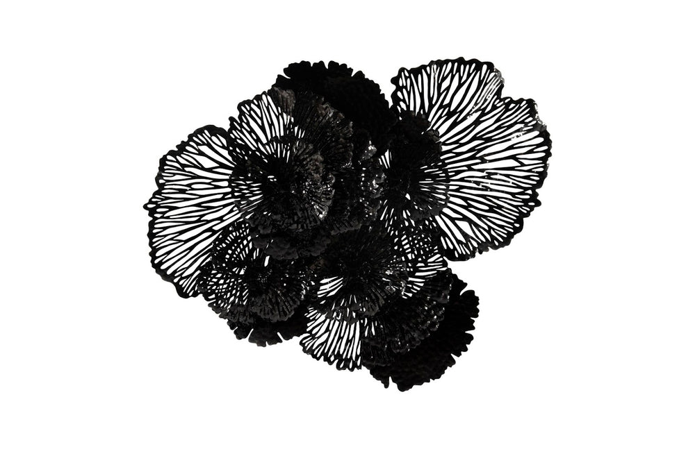 Phillips Collection Flower Wall Art Sculpture - Large Black Metal Design for Modern Decor, Intricate Filigree Detail TH108320