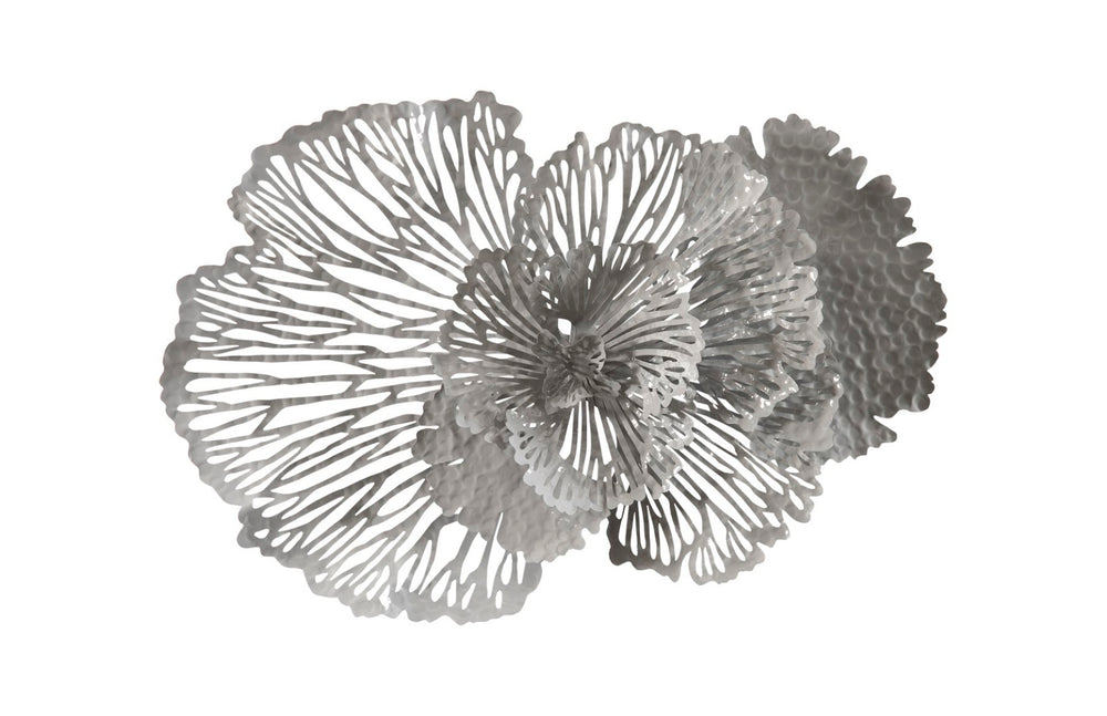 Phillips Collection Flower Wall Art Sculpture - Medium Gray Metal Filigree Design for Modern Home Decor and Versatility TH108321
