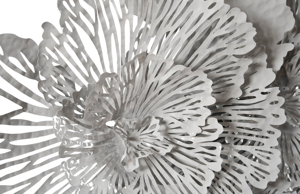 Phillips Collection Flower Wall Art Sculpture - Large Gray Metal Design with Intricate Filigree for Stunning Home Decor TH108322