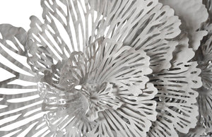Phillips Collection Flower Wall Art Sculpture - Large Gray Metal Design with Intricate Filigree for Stunning Home Decor TH108322