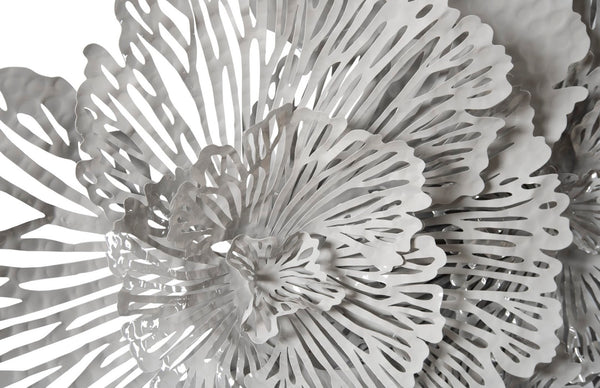 Phillips Collection Flower Wall Art Sculpture - Large Gray Metal Design with Intricate Filigree for Stunning Home Decor TH108322