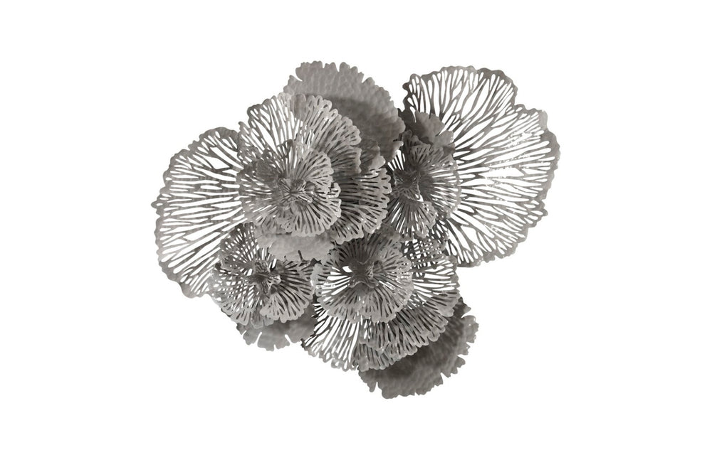 Phillips Collection Flower Wall Art Sculpture - Large Gray Metal Design with Intricate Filigree for Stunning Home Decor TH108322