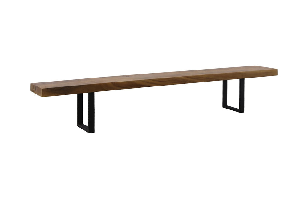 Phillips Collection Origins Straight Edge Bench - Handcrafted Chamcha Wood with Satin Black Legs for Modern Elegance TH108705
