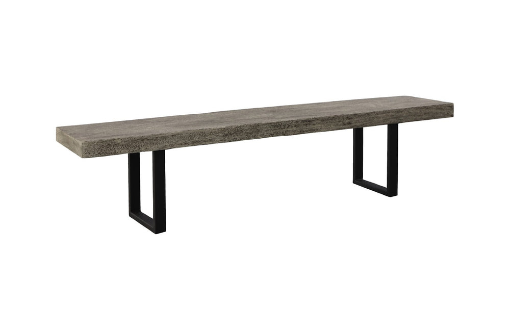 Phillips Collection Origins Gray Stone Straight Edge Bench with Satin Black Legs – Modern & Versatile Seating Solution TH108707