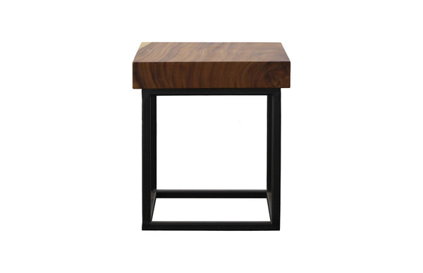 Phillips Collection Cubic Side Table - Modern Acacia Wood Design With Satin Black Legs For Versatile Home Décor Brown,Black Wood ,Chamcha Wood Th109884