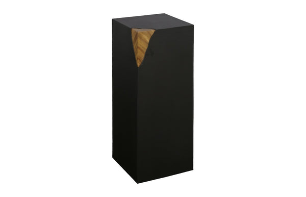 Phillips Collection Cornered Pedestal - Modern Black Iron & Natural Wood Accent for Stylish Home Display & Décor TH110315