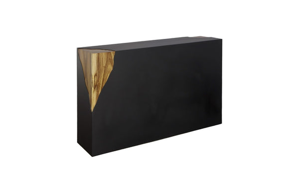 Phillips Collection Cornered Console Table - Chic Black Iron Design With Natural Chamcha Wood Accents For Modern Homes Black,Brown Metal ,Iron Th110316