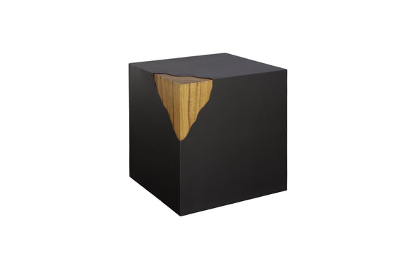 Phillips Collection Cornered Side Table - Modern Industrial Design with Chamcha Wood Accent for Living Room Elegance TH110321