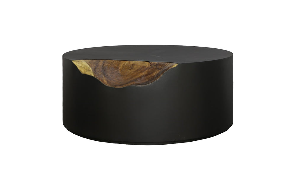 Phillips Collection Cornered Coffee Table - Stylish Round Design With Natural Chamcha Wood & Lightweight Black Iron Frame Black,Brown Metal ,Iron Th110324