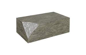 Phillips Collection Chiseled Solid Wood Coffee Table with Gray Stone Finish and Silver Metallic Accents TH110325