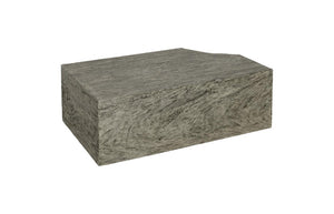 Phillips Collection Chiseled Solid Wood Coffee Table with Gray Stone Finish and Silver Metallic Accents TH110325