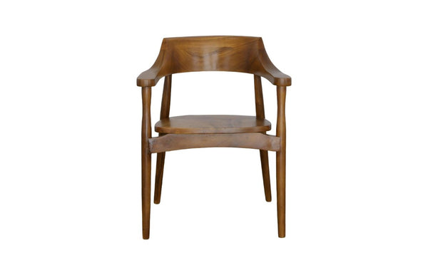 Phillips Collection Origins Solid Chamcha Wood Dining Arm Chair Sustainably Carved with Natural Grain TH110598
