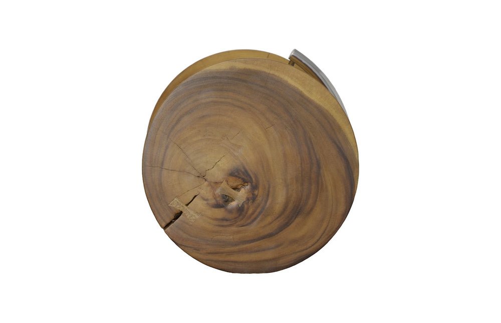 Phillips Collection Marley Natural Bar Stool - Sustainable Chamcha Wood With Minimalist Design & Stainless Steel Footrest Brown Wood ,Chamcha Wood Th112229