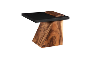 Phillips Collection Slant Side Table - Contemporary Natural Wood & Black Top, Stylish Accent For Modern Interiors Black,Brown Wood ,Chamcha Wood Th113553