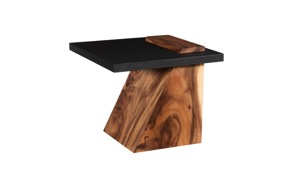 Phillips Collection Slant Side Table - Contemporary Natural Wood & Black Top, Stylish Accent For Modern Interiors Black,Brown Wood ,Chamcha Wood Th113553
