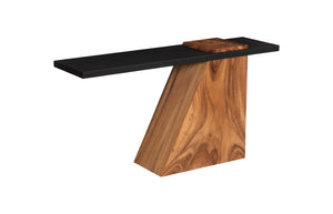 Phillips Collection Slant Console Table - Modern Reclaimed Wood Design With Angular Slant & Sleek Black Top For Style Black,Brown Wood ,Chamcha Wood Th113554