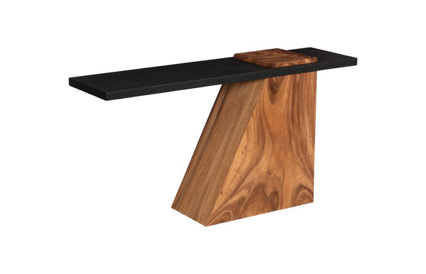 Phillips Collection Slant Console Table - Modern Reclaimed Wood Design With Angular Slant & Sleek Black Top For Style Black,Brown Wood ,Chamcha Wood Th113554