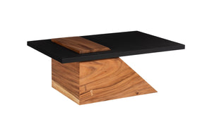 Phillips Collection Slant Coffee Table - Contemporary Natural Wood Design With Sleek Black Top For Modern Interiors Black,Brown Wood ,Chamcha Wood Th113555