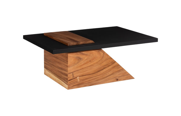 Phillips Collection Slant Coffee Table - Contemporary Natural Wood Design With Sleek Black Top For Modern Interiors Black,Brown Wood ,Chamcha Wood Th113555