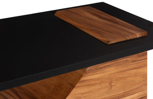 Phillips Collection Slant Coffee Table - Contemporary Natural Wood Design With Sleek Black Top For Modern Interiors Black,Brown Wood ,Chamcha Wood Th113555