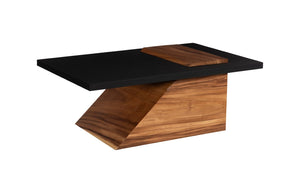 Phillips Collection Slant Coffee Table - Contemporary Natural Wood Design With Sleek Black Top For Modern Interiors Black,Brown Wood ,Chamcha Wood Th113555