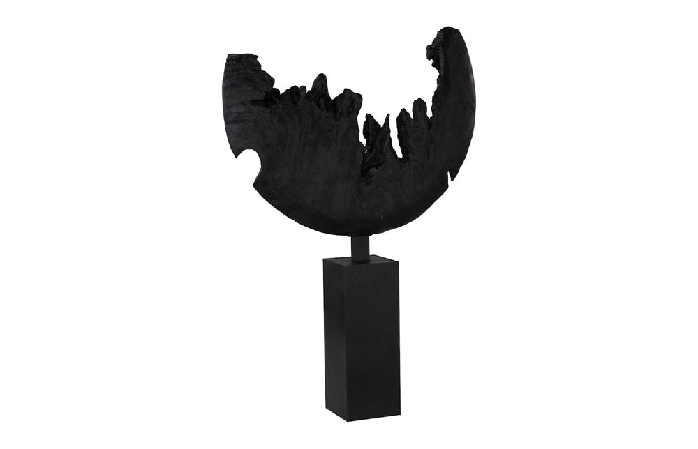 Phillips Collection Broken Moon Sculpture - Artisan-crafted Resin Art With Faux Woodgrain For Modern Organic Decor Black Resin Th113556