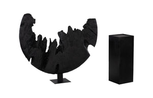 Phillips Collection Broken Moon Sculpture - Artisan-crafted Resin Art With Faux Woodgrain For Modern Organic Decor Black Resin Th113556