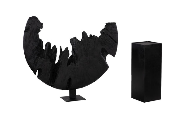 Phillips Collection Broken Moon Sculpture - Artisan-crafted Resin Art With Faux Woodgrain For Modern Organic Decor Black Resin Th113556