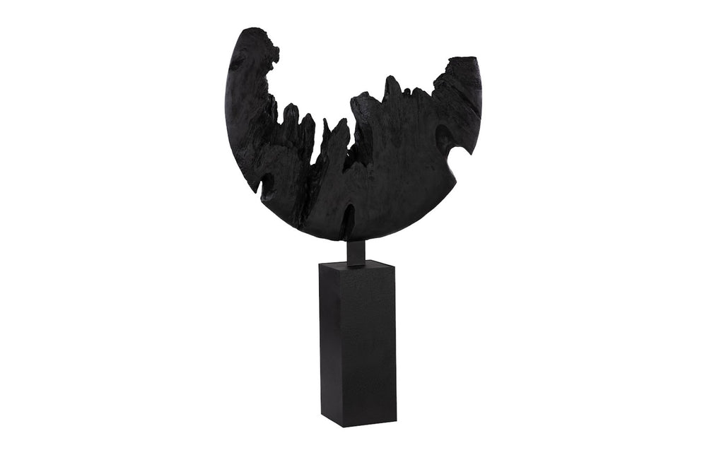Phillips Collection Broken Moon Sculpture - Artisan-crafted Resin Art With Faux Woodgrain For Modern Organic Decor Black Resin Th113556