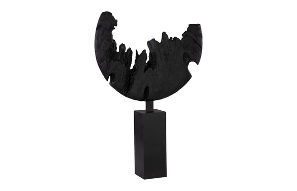 Phillips Collection Broken Moon Sculpture - Artisan-crafted Resin Art With Faux Woodgrain For Modern Organic Decor Black Resin Th113556