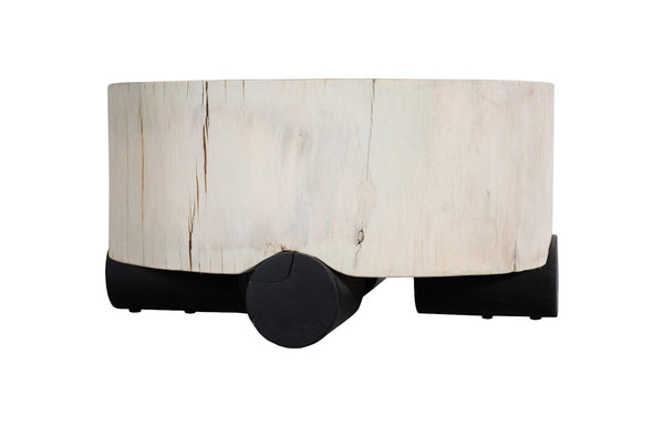 Phillips Collection Core Coffee Table – Black Base With Organic Bleached Grain, Unique Natural Design & Ample Space Off White Wood ,Teak Th113559