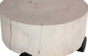 Phillips Collection Core Coffee Table – Black Base With Organic Bleached Grain, Unique Natural Design & Ample Space Off White Wood ,Teak Th113559