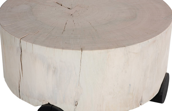 Phillips Collection Core Coffee Table – Black Base With Organic Bleached Grain, Unique Natural Design & Ample Space Off White Wood ,Teak Th113559