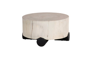 Phillips Collection Core Coffee Table – Black Base With Organic Bleached Grain, Unique Natural Design & Ample Space Off White Wood ,Teak Th113559