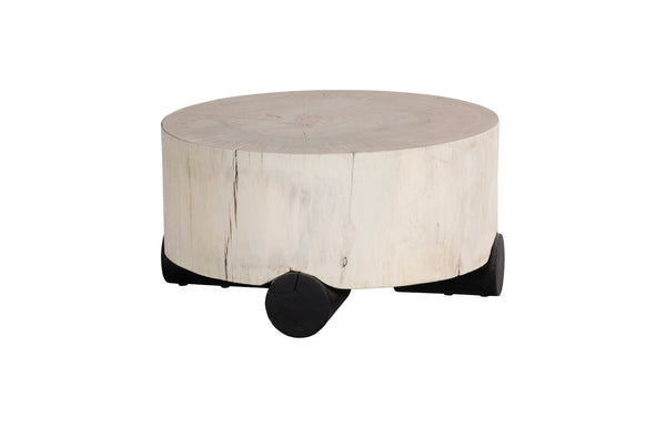 Phillips Collection Core Coffee Table – Black Base With Organic Bleached Grain, Unique Natural Design & Ample Space Off White Wood ,Teak Th113559