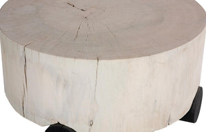 Phillips Collection Core Solid Teak Slab Coffee Table Bleached Heartwood Grain with Black Industrial Base TH113559