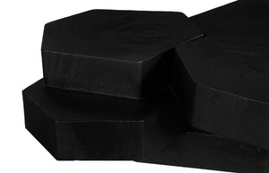 Phillips Collection Wood Chamcha Sculptural Coffee Table Burnt Black Finish Square Living Room Centerpiece TH113566