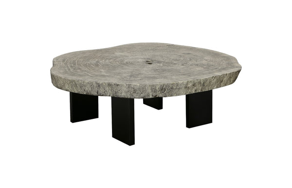 Phillips Collection Floating Coffee Table With Modern Iron Legs, Unique Chamcha Wood Design For Stylish Living Spaces Gray,Black Wood ,Chamcha Wood Th113887