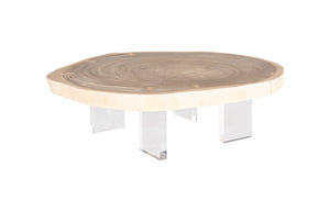 Phillips Collection Floating Coffee Table With Transparent Acrylic Legs - Unique Chamcha Wood Design For Modern Spaces Off White,Clear Wood ,Chamcha Wood Th115243