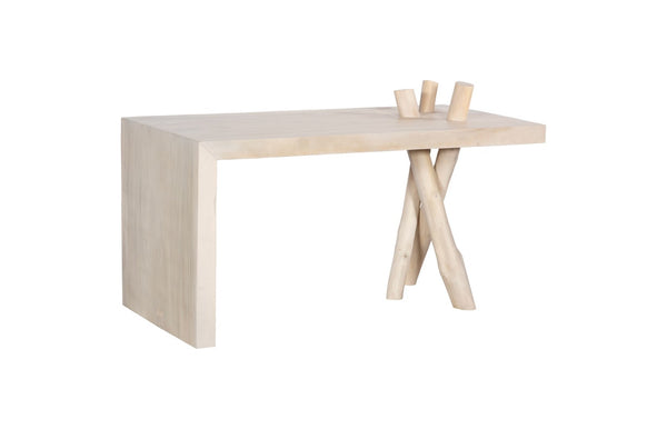 Phillips Collection Branch Waterfall Desk – Stylish Bleached Chamcha Wood Craftsmanship For Modern Home Office Elegance Off White Wood ,Chamcha Wood Th115345