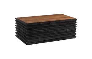 Phillips Collection Layered Coffee Table – Stunning Burnt Chamcha Wood With Unique Carved Design For Modern Living Spaces Black,Brown Wood ,Chamcha Wood Th115347