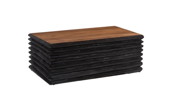 Phillips Collection Layered Coffee Table – Stunning Burnt Chamcha Wood With Unique Carved Design For Modern Living Spaces Black,Brown Wood ,Chamcha Wood Th115347
