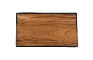 Phillips Collection Layered Chamcha Wood Coffee Table Hand Carved Sides Burnt and Natural Two Tone Finish TH115347